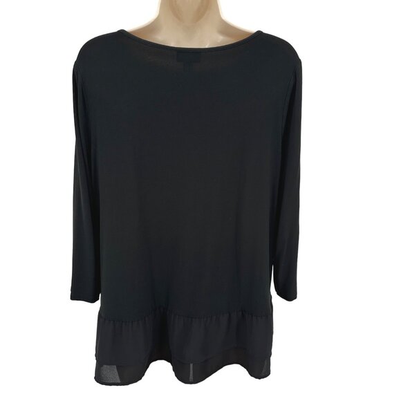 J. Jill Wearever Collection Black 3/4 Sleeve Layered Hem Top M - Picture 3 of 6